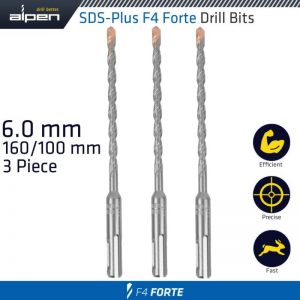 SDS PLUS F4 BIT 6MM X 160 X 100 X 3 PCS DRILL HAMMER (ALP817006661)