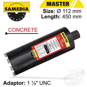 DIAMOND CORE BIT 112MM X 450MM X 1 1/4" CONCRETE MASTER DBK (SAM340004)