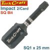 IMPACT SQUARE RECESS INS. BIT NO.1X25MM 2/CARD TCISQ0125C