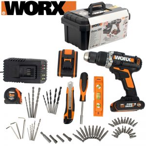 HAMMER DRILL 20V 50NM 2 X 2.0AH STD CHARG. 55PC ACC. TOOLBOX WORX