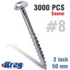 KREG POCKET HOLE SCREWS 2" #8 COARSE WASHER HEAD 3000CT