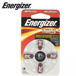 ENERGIZER HEARING AID BATTERY AZ312 BROWN 4 PACK