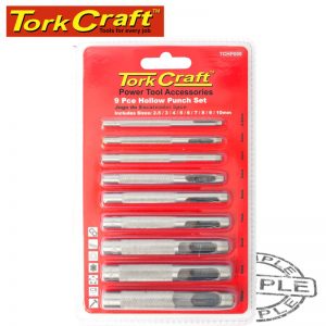 Tork Craft Hollow Punch Set 9Pc 2.5-10mm Carb. Steel