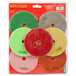 Tork Craft Set Of 7 Diamond Wet Polishing Pads 100mm