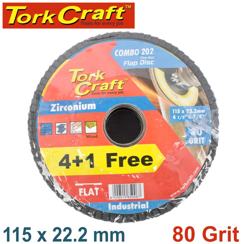 FLAP DISC ZIRCONIUM 115MM 80 GRIT FLAT 4+1 FREE - Ubuntu Sales Hardware ...