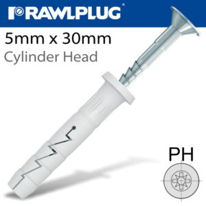 NYL NAIL-IN FIXING 5X30MM CYL HEAD X700 PER JAR | RAWLPLUG
