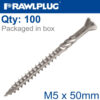 R-DSX DECKING SCREWS M5 X 50X30 A2 SS X100-BOX