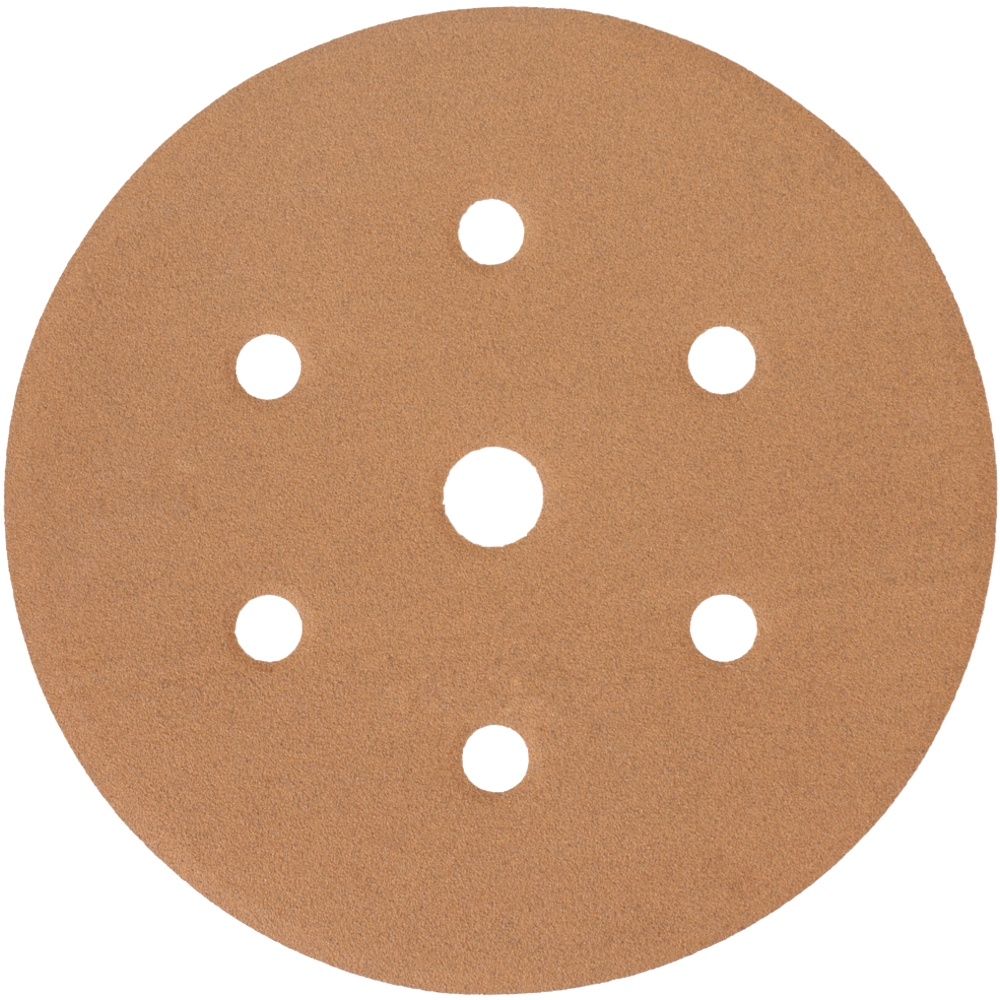 GOLD DISC (50 PIECES) 320 GRIT 150MM X 6+1 HOLES HOOK AND LOOP
