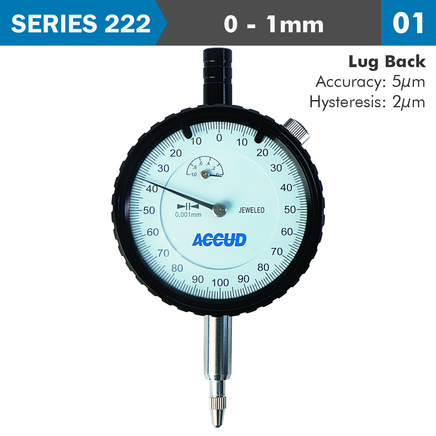 DIAL INDICATOR 1MM 0.001MM GRAD. LUG BACK