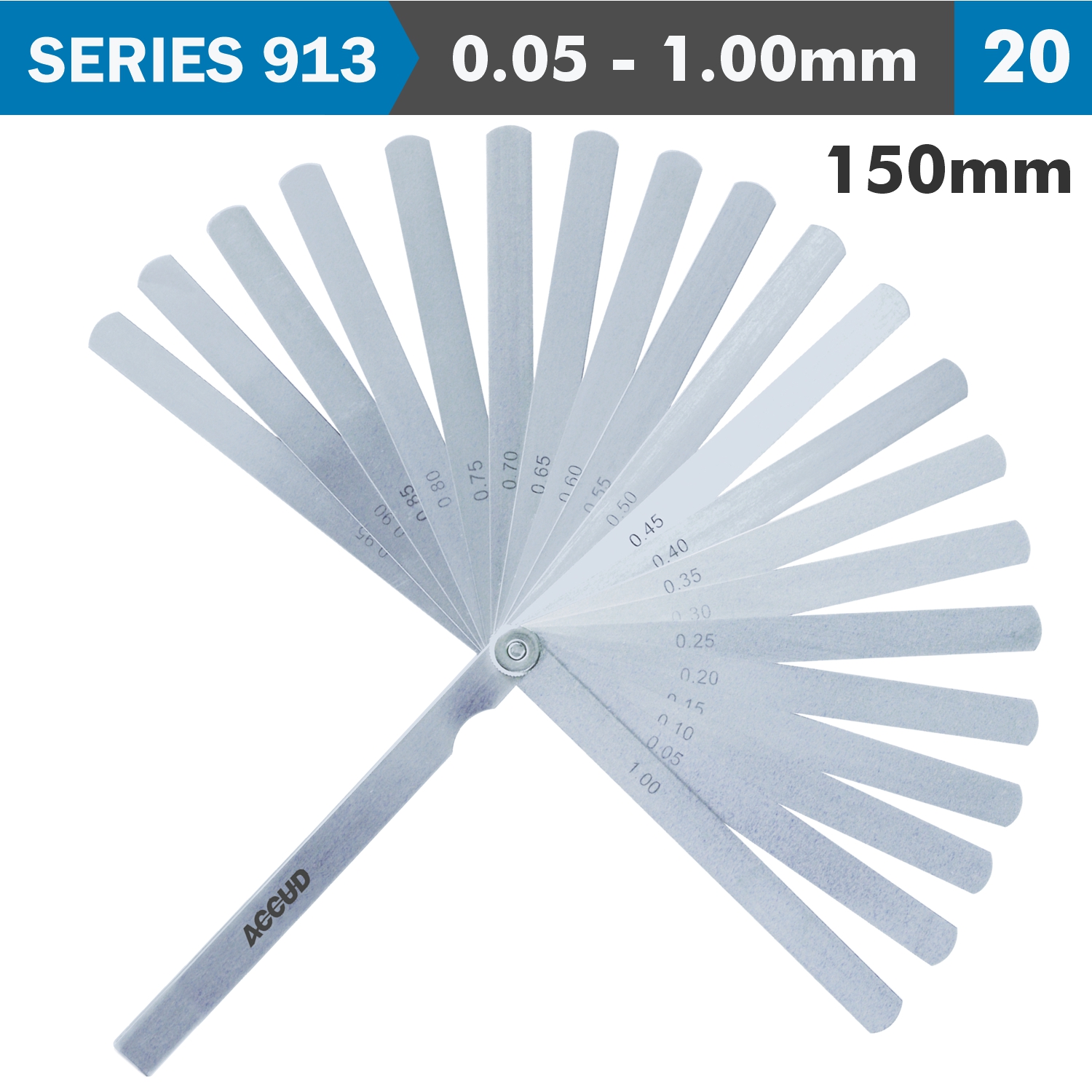 LONG FEELER GAUGE 150MM 0.05-1.00 20 LEAVES DIN2275