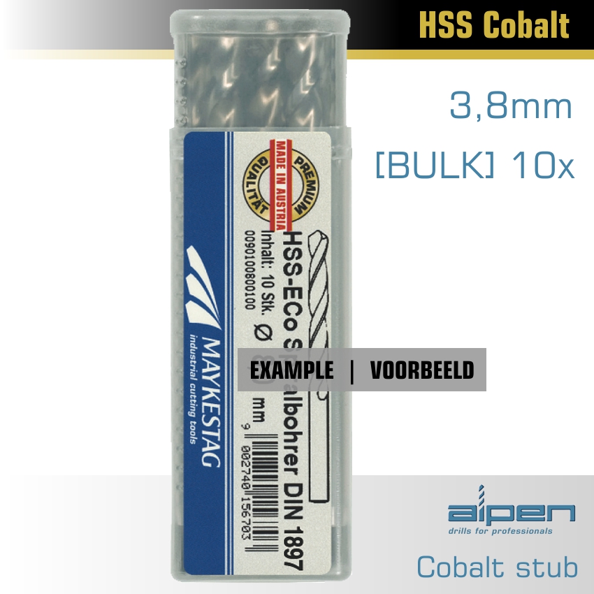 ALPEN COBALT DRILL SHORT BULK 3.8MM